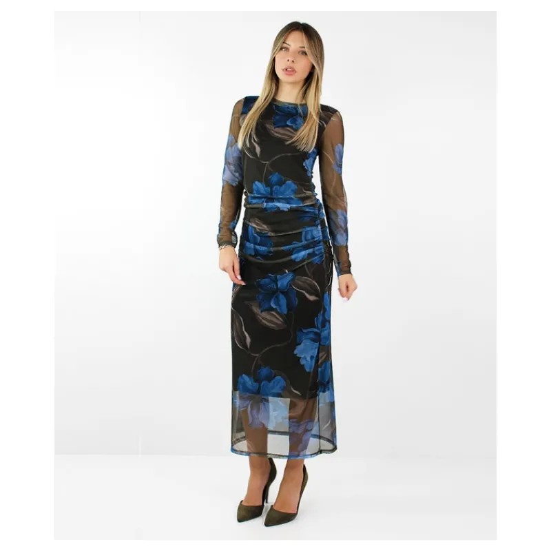 ABITO IN TULLE A FIORI CON ARRICCIO HOZONE- Vestiti E Tute