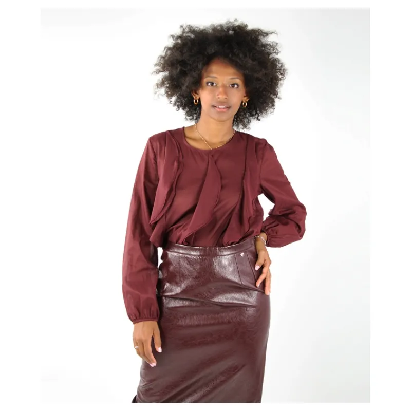 BLUSA IN COTONE CON VOLANT HOZONE- Camicie E Bluse