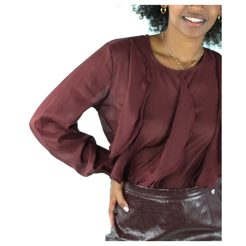 BLUSA IN COTONE CON VOLANT HOZONE- Camicie E Bluse