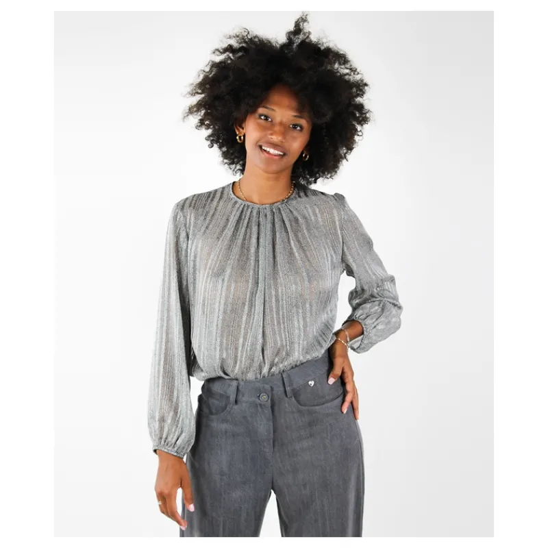 BLUSA MICRO POIS LUREX HOZONE- Camicie E Bluse