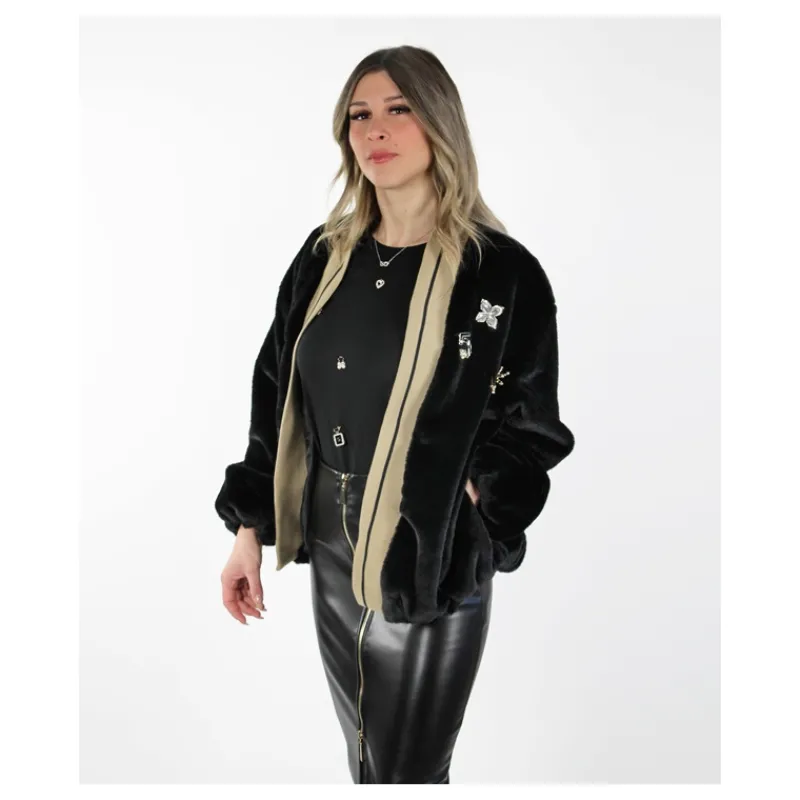 BOMBER IN PELLICCIA CON SPILLE HOZONE- Capi Spalla