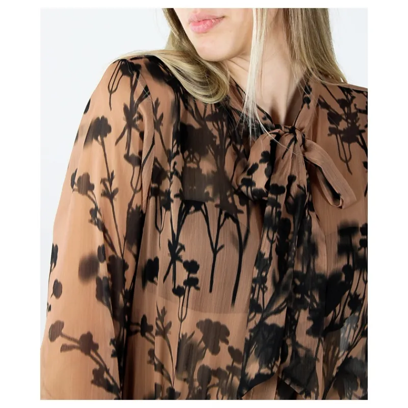 CAMICIA CON FIOCCO FANTASIA FLOREALE HOZONE- Camicie E Bluse