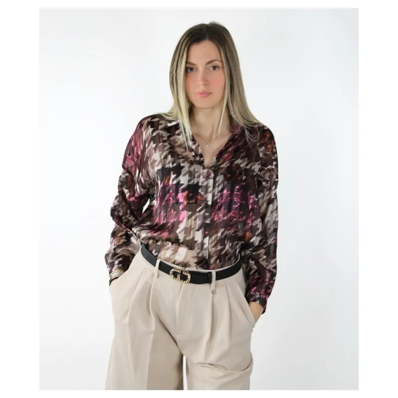 CAMICIA FANTASIA PIED DE POULE HOZONE- Camicie E Bluse