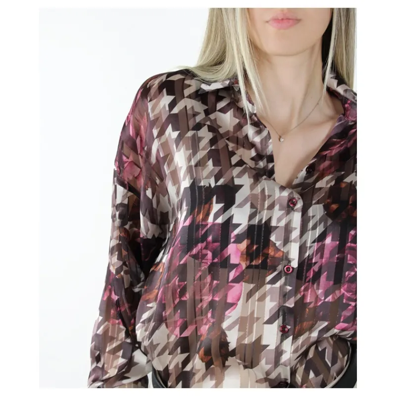 CAMICIA FANTASIA PIED DE POULE HOZONE- Camicie E Bluse