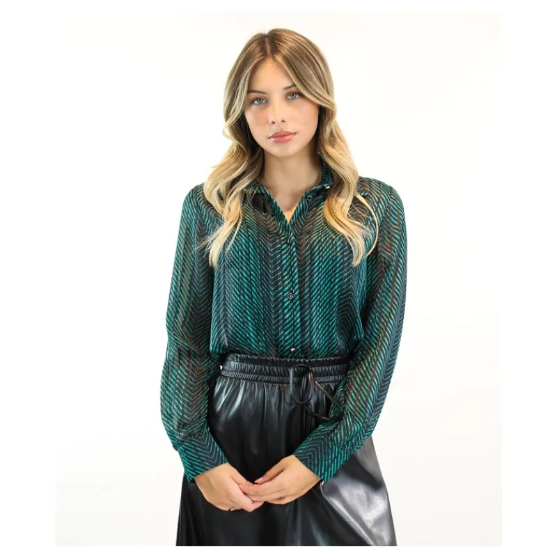CAMICIA FANTASIA SPIGA LUREX- Camicie E Bluse