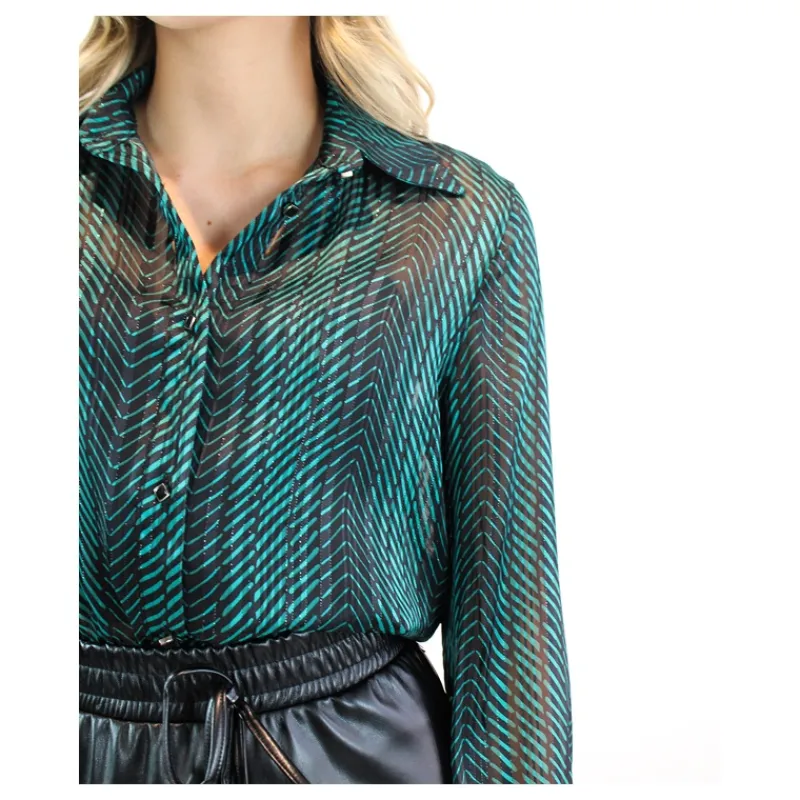 CAMICIA FANTASIA SPIGA LUREX- Camicie E Bluse