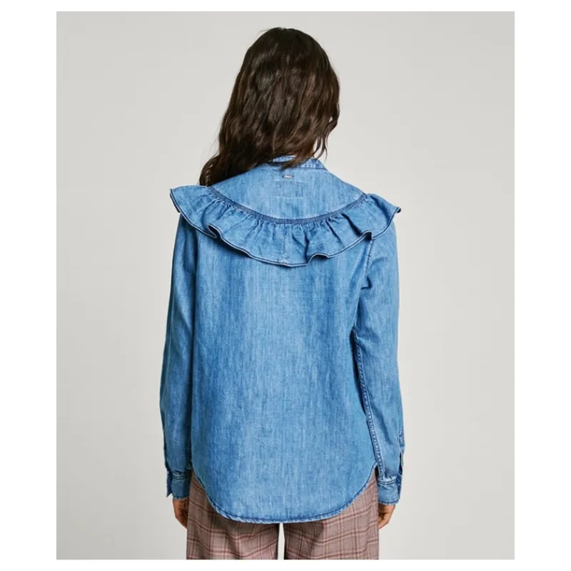 camicia_in_denim_con_vola_2.webp CAMICIA IN DENIM CON VOLANT PEPE JEANS- Camicie E Bluse