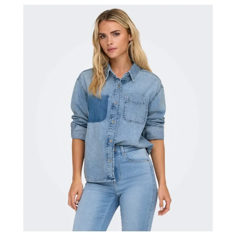 CAMICIA IN JEANS CON TASCA ONLY- Camicie E Bluse