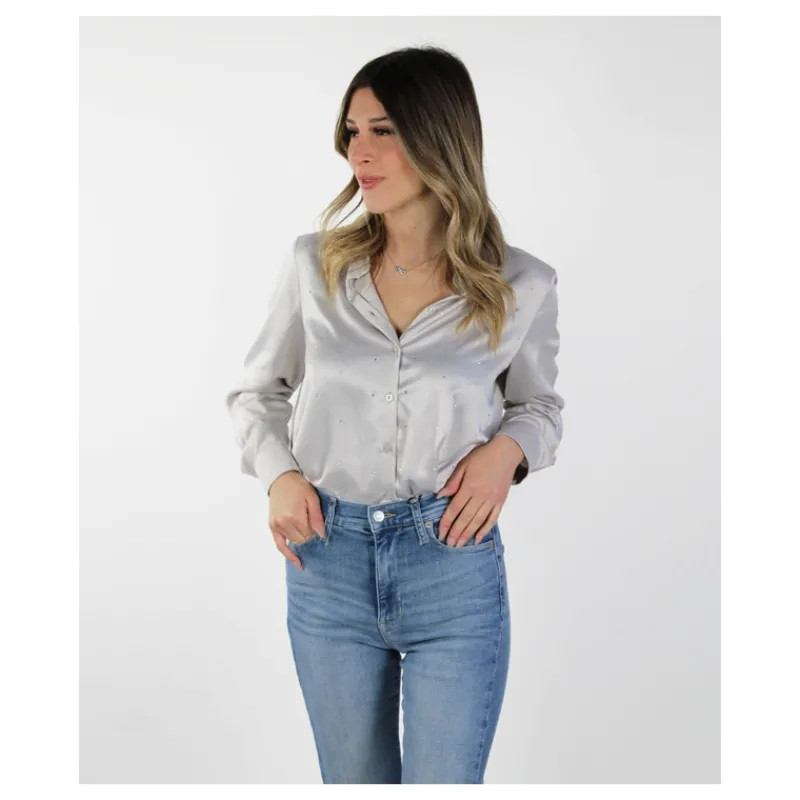 CAMICIA IN RASO CON STRASS HOZONE- Camicie E Bluse