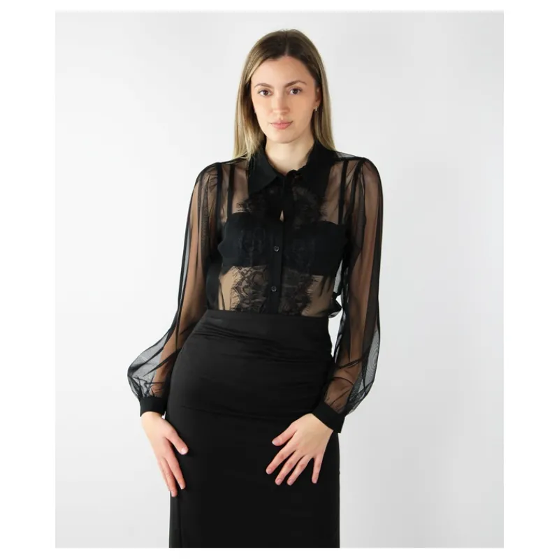 CAMICIA IN TULLE E PIZZO HOZONE- Camicie E Bluse