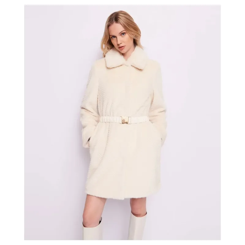 CAPPOTTO IN PELLICCIA SINTETICA CON CINTURA GAUDI'- Capi Spalla
