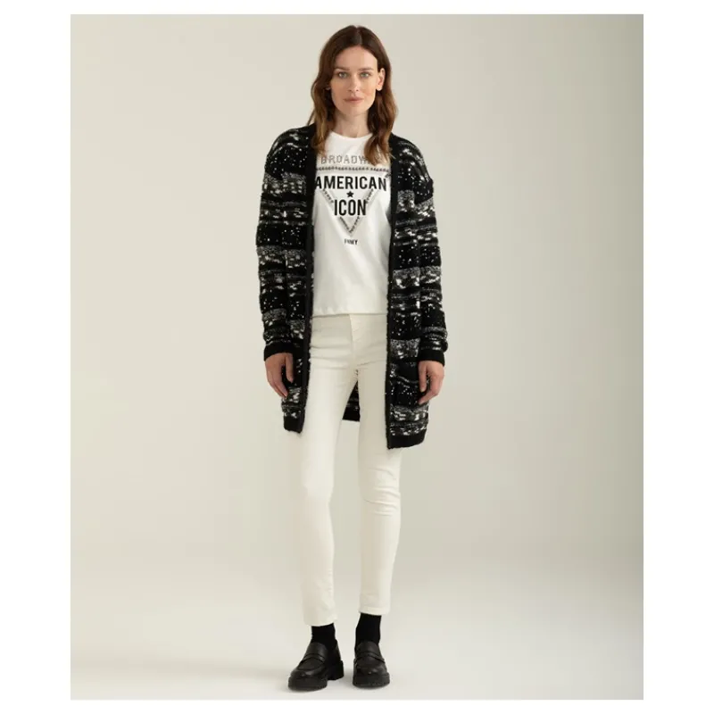 CARDIGAN FANTASIA A RIGHE CON PAILLETTES FREDMELLO- Maglieria