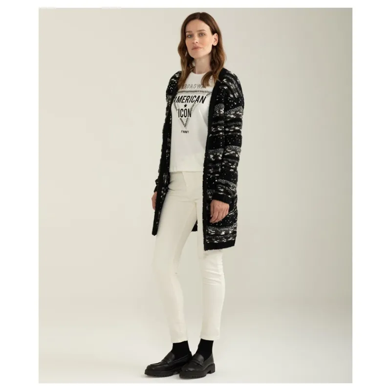 CARDIGAN FANTASIA A RIGHE CON PAILLETTES FREDMELLO- Maglieria