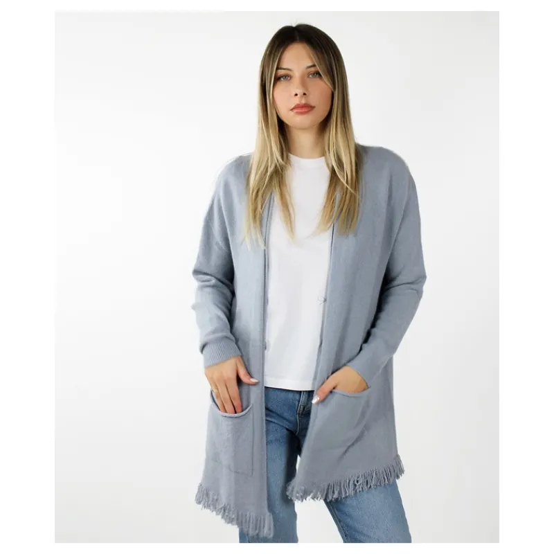 CARDIGAN MANICA LUNGA CON FRANGE HOZONE- Maglieria