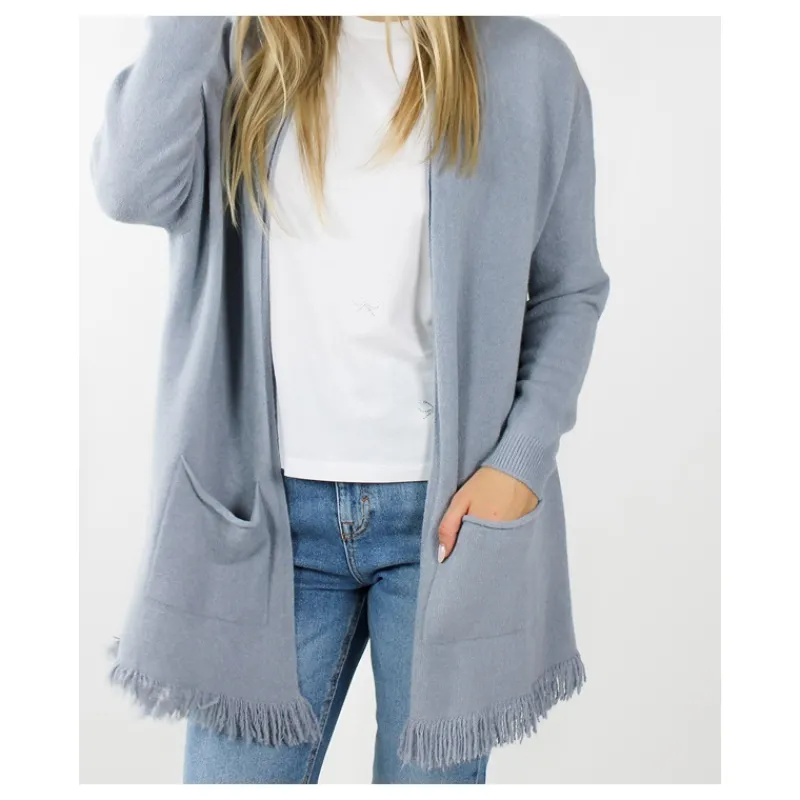 CARDIGAN MANICA LUNGA CON FRANGE HOZONE- Maglieria