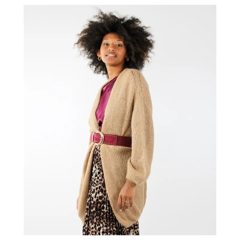 CARDIGAN MOHAIR LUREX MANICA A SBUFFO HOZONE- Maglieria