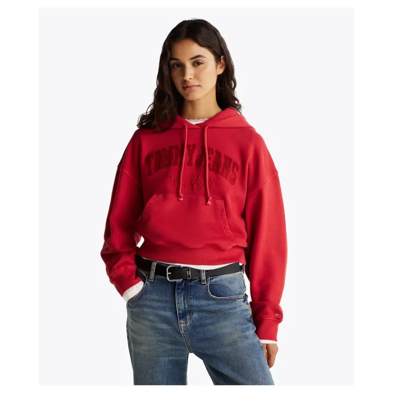 FELPA CAPPUCCIO LOGO IN SPUGNA TOMMY JEANS- Felpe