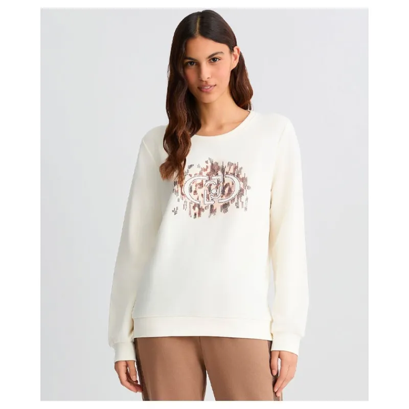 FELPA CON LOGO ANIMALIER E STRASS LIU°JO- Felpe