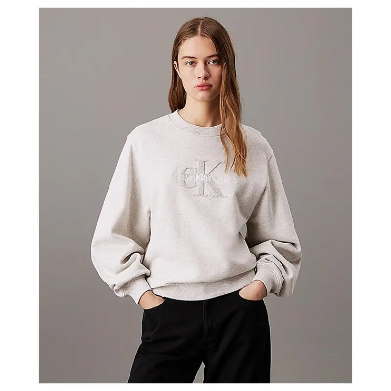 FELPA CON MONOGRAMMA IN CINIGLIA CALVIN KLEIN JEANS- Felpe