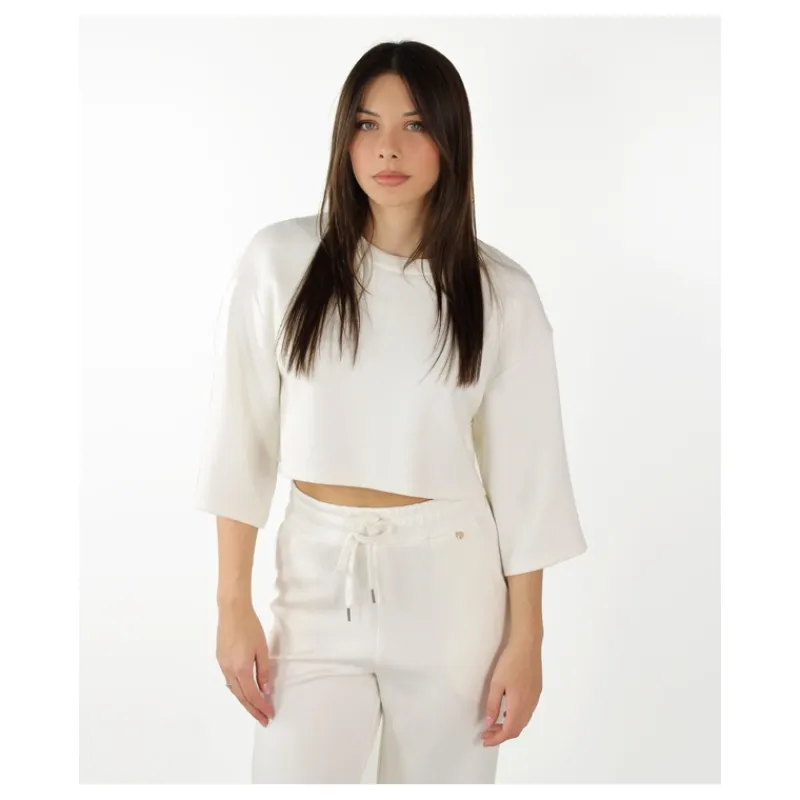 FELPA CROPPED MANICA 3/4 HOZONE- Felpe