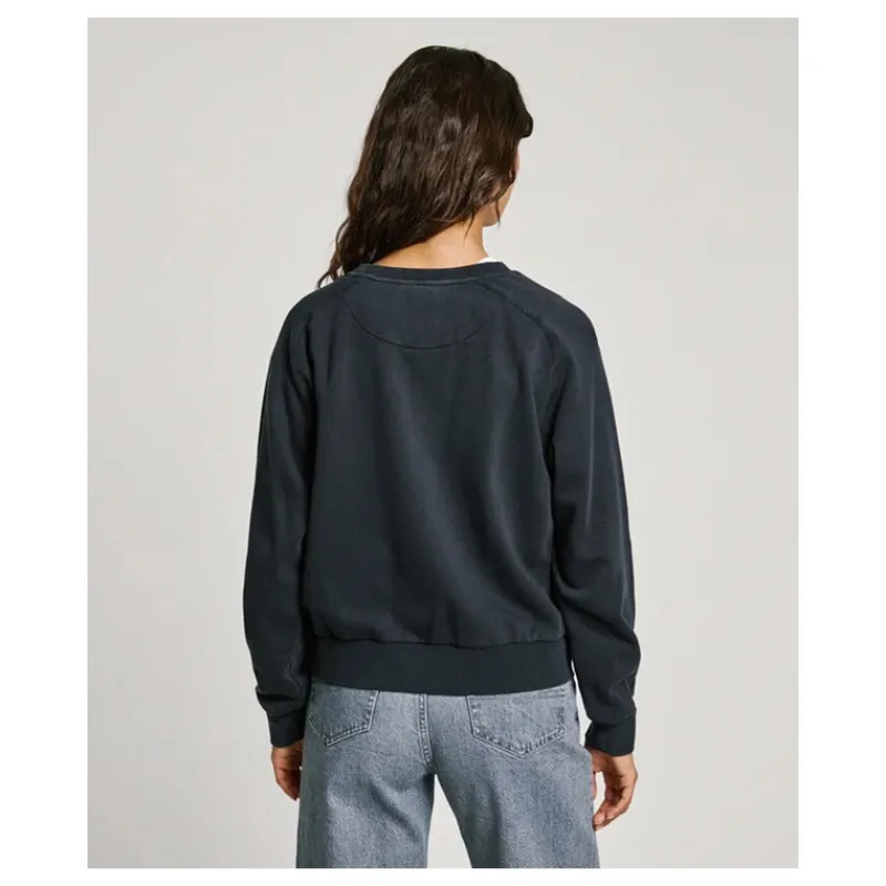 FELPA GIROCOLLO CON LOGO STRASS PEPE JEANS- Felpe