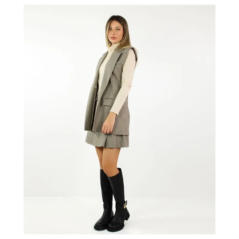 GILET PIED DE POULE CON LUREX HOZONE- Capi Spalla