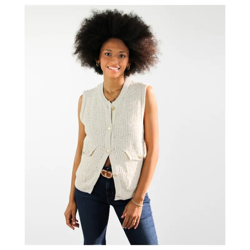 GILET SMANICATO IN MAGLIA ONLY- Maglieria