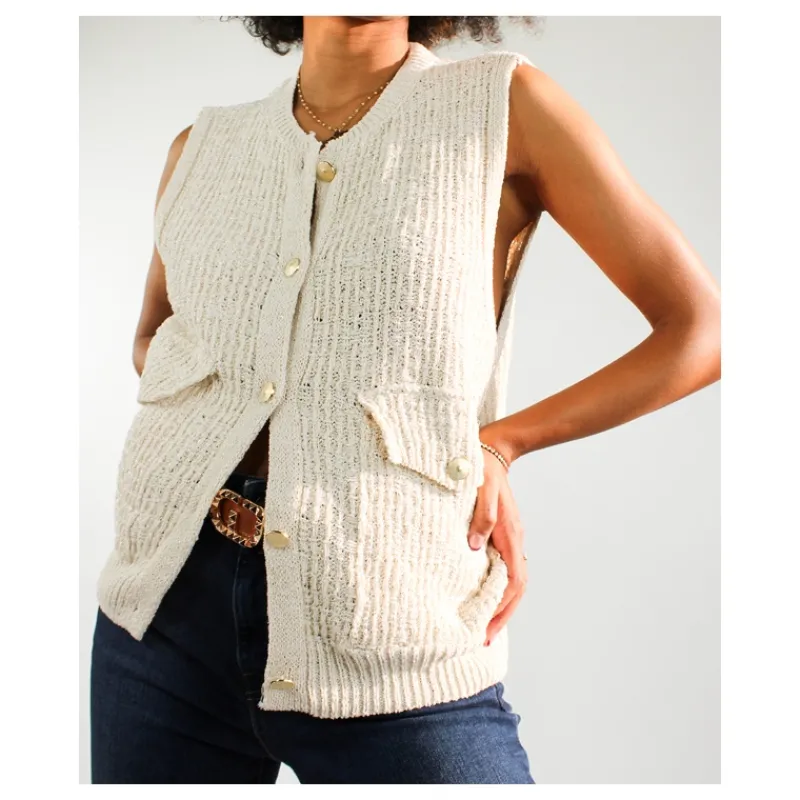 GILET SMANICATO IN MAGLIA ONLY- Maglieria