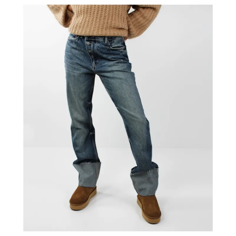 JEANS CON BOTTONI E RISVOLTO ALTO ONLY- Jeans