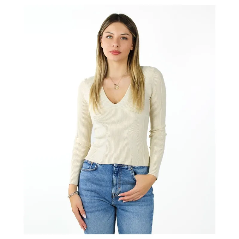 MAGLIA A COSTE SCOLLO A V GUESS- Maglieria