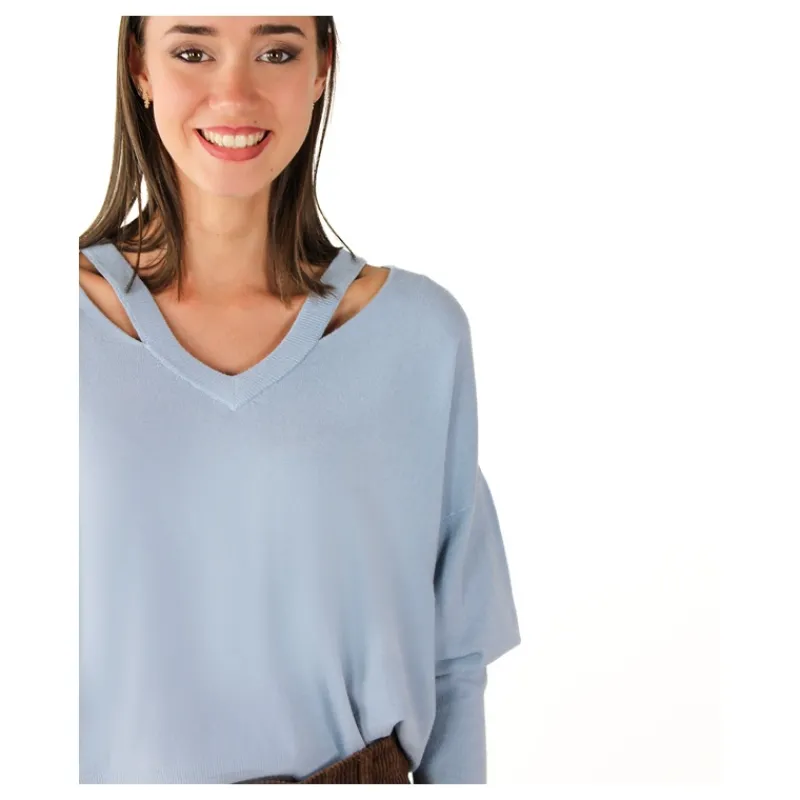 MAGLIA CON SCOLLO A V CUT-OUT HOZONE- Maglieria