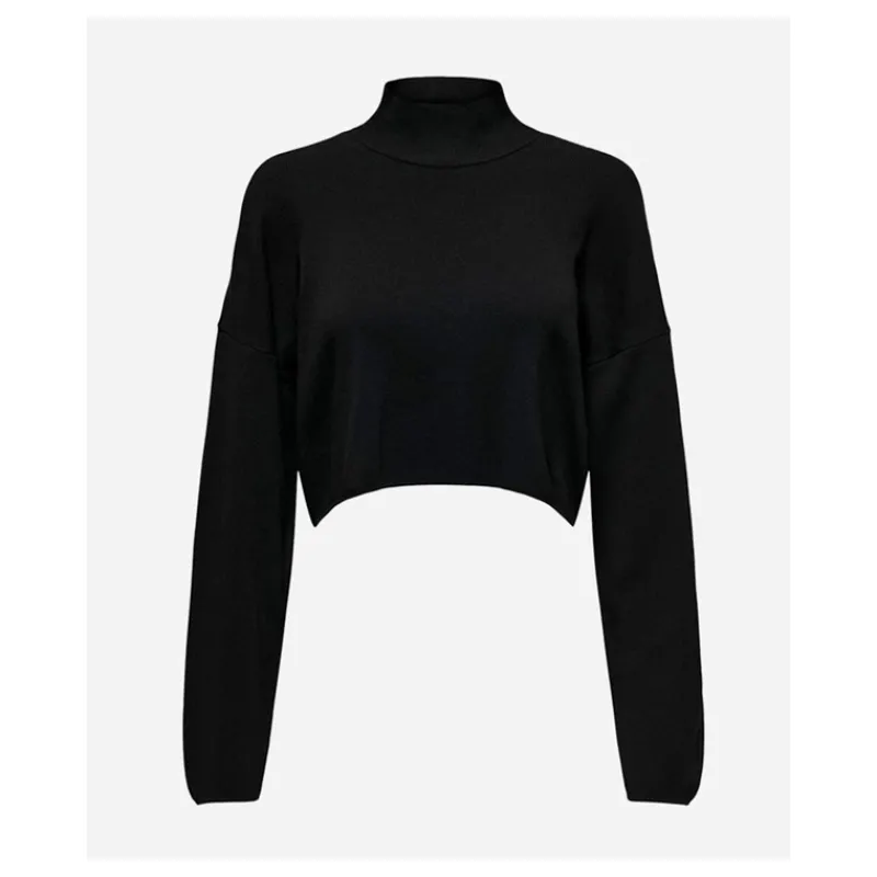 MAGLIA CROPPED A COLLO ALTO ONLY- Maglieria