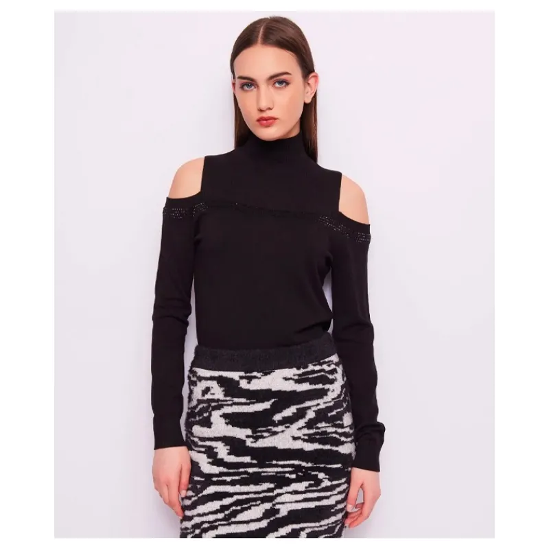 MAGLIA CUT OUT CON STRASS GAUDI'- Maglieria