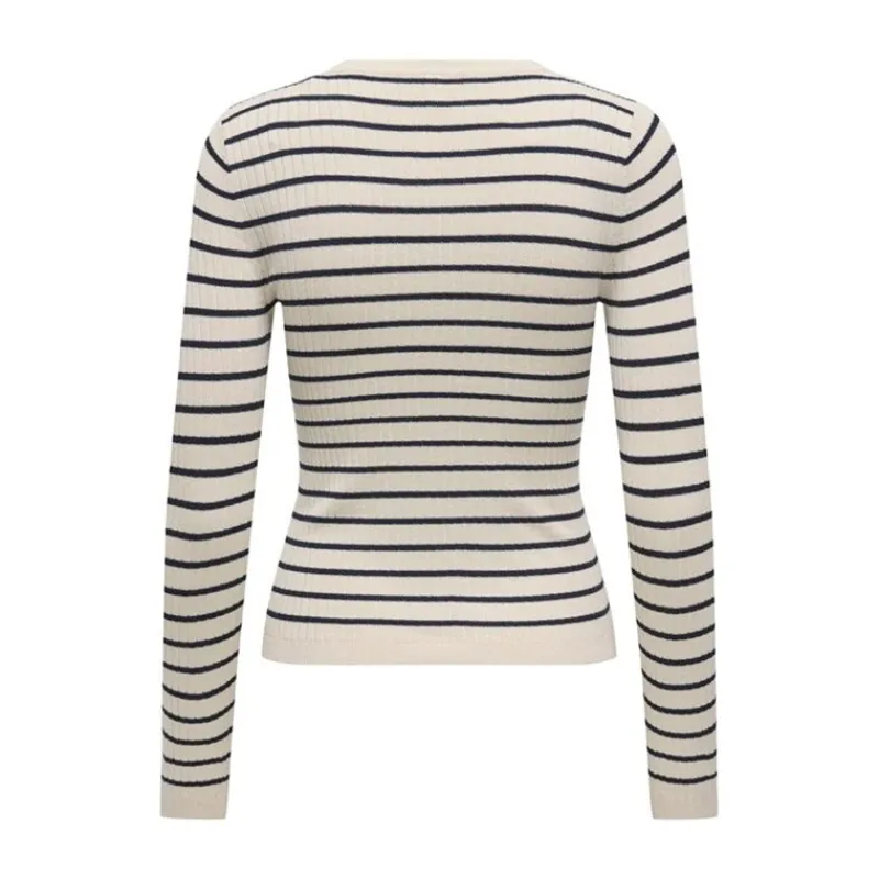 MAGLIA GIROCOLLO FANTASIA A RIGHE ONLY- Maglieria