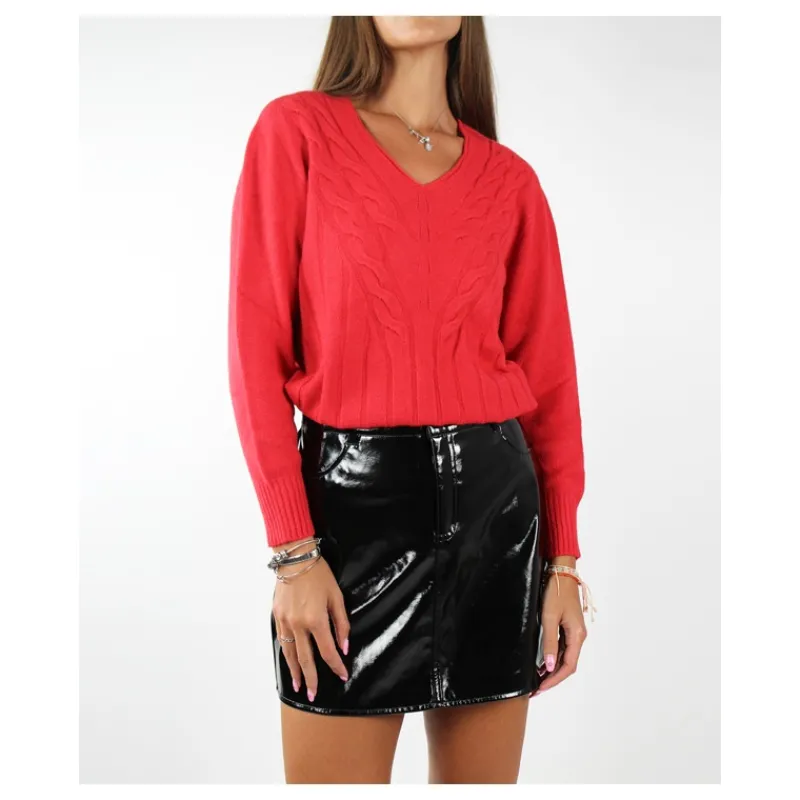 MAGLIA SCOLLO A 'V' TRECCIA HOZONE- Maglieria