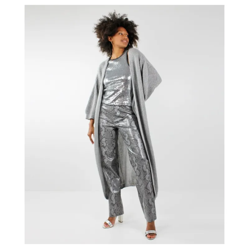 MAXI CARDIGAN IN MOHAIR LUREX HOZONE- Maglieria