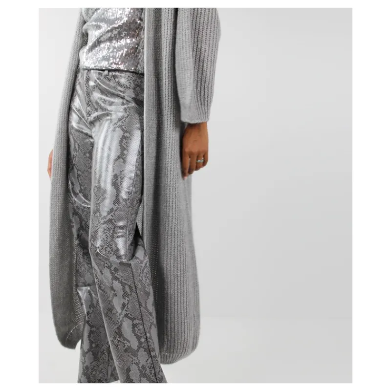 MAXI CARDIGAN IN MOHAIR LUREX HOZONE- Maglieria