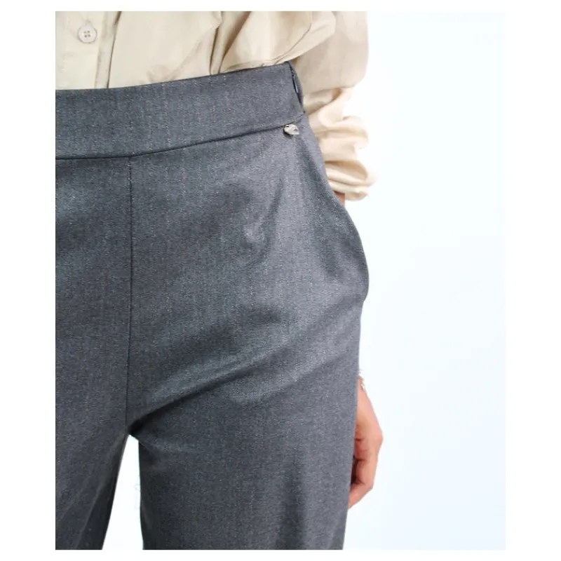PANTALONE A PALAZZO GESSATO LUREX HOZONE- Pantaloni