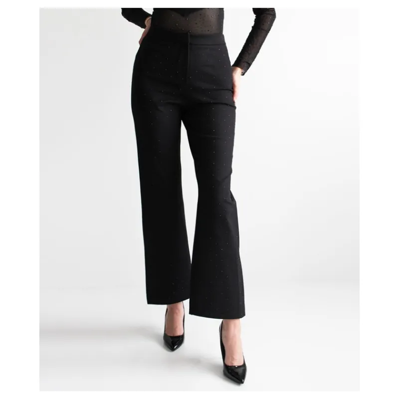 PANTALONE DRITTO CON STRASS HOZONE- Pantaloni