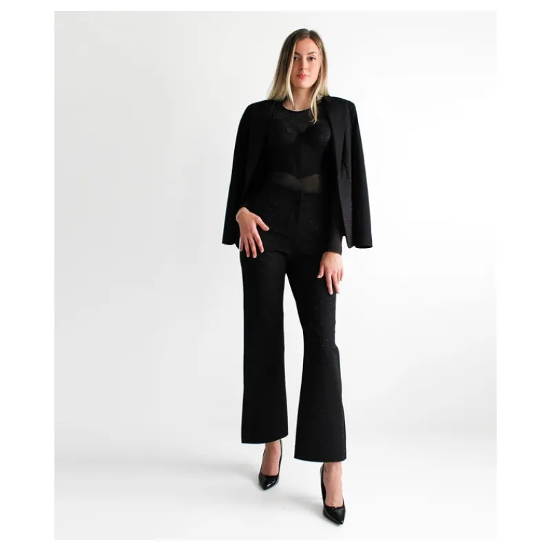 PANTALONE DRITTO CON STRASS HOZONE- Pantaloni