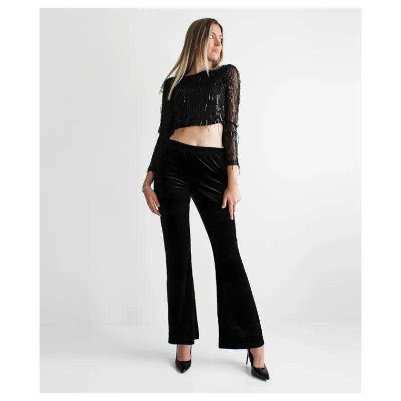 PANTALONE FLARE IN VELLUTO ONLY- Pantaloni
