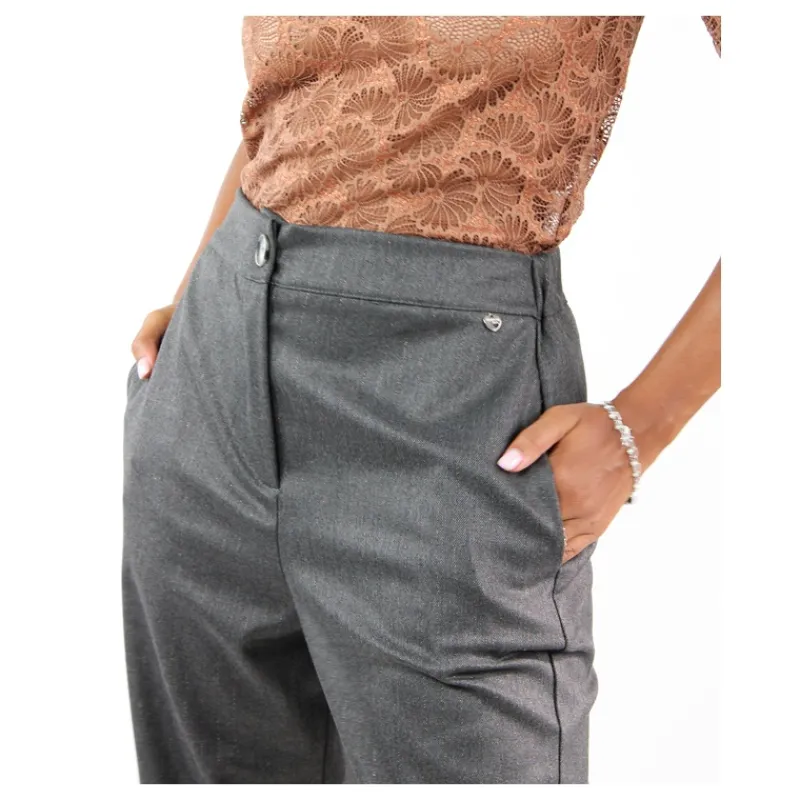 PANTALONE GESSATO LUREX HOZONE- Pantaloni