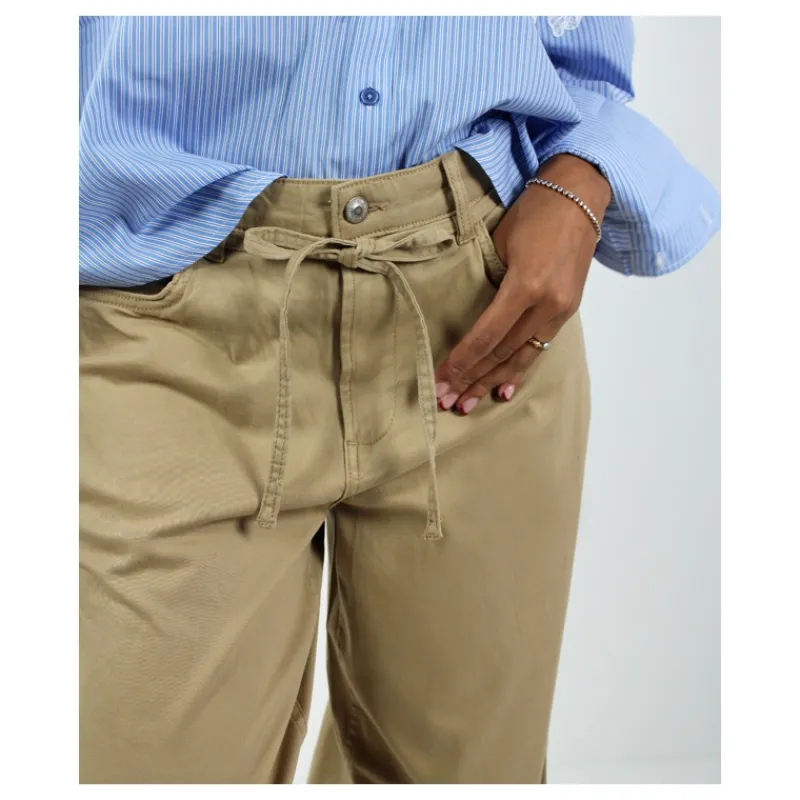 PANTALONE IN COTONE CON LACCETTO ONLY- Pantaloni