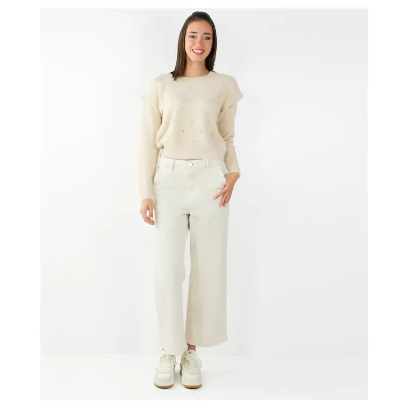PANTALONE STRAIGHT CON LOGO METALLICO GAUDI'- Pantaloni