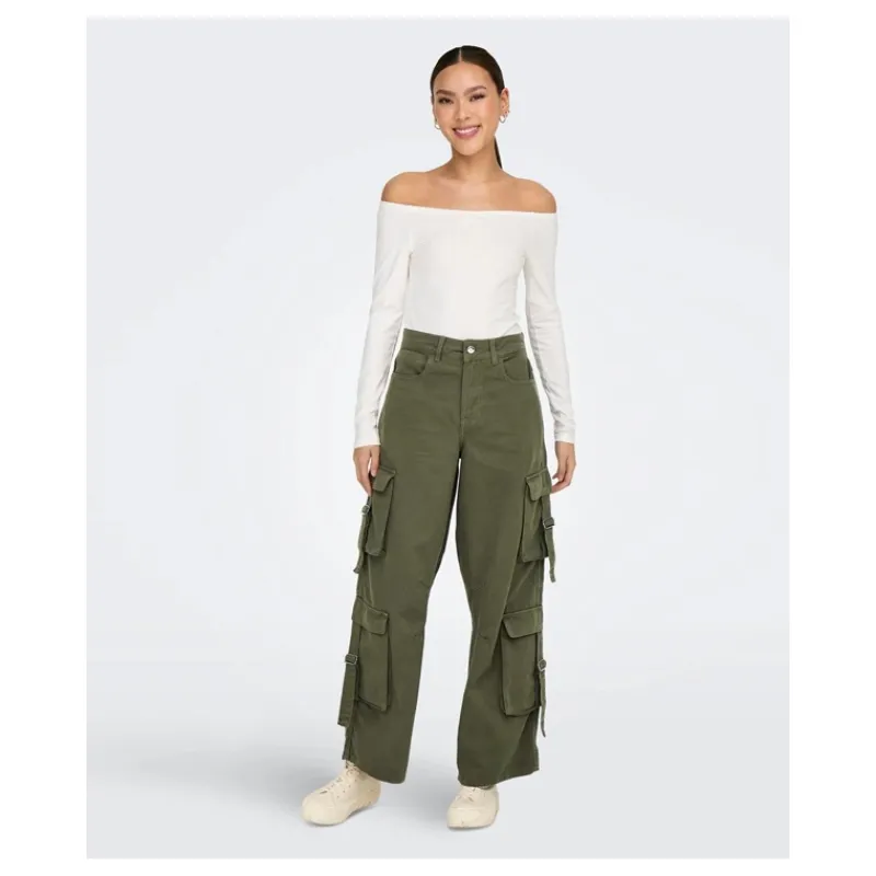 PANTALONI CARGO WIDE LEG FIT ONLY- Pantaloni