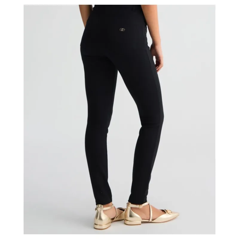 PANTALONI IN JERSEY CON STRASS LIU°JO- Pantaloni