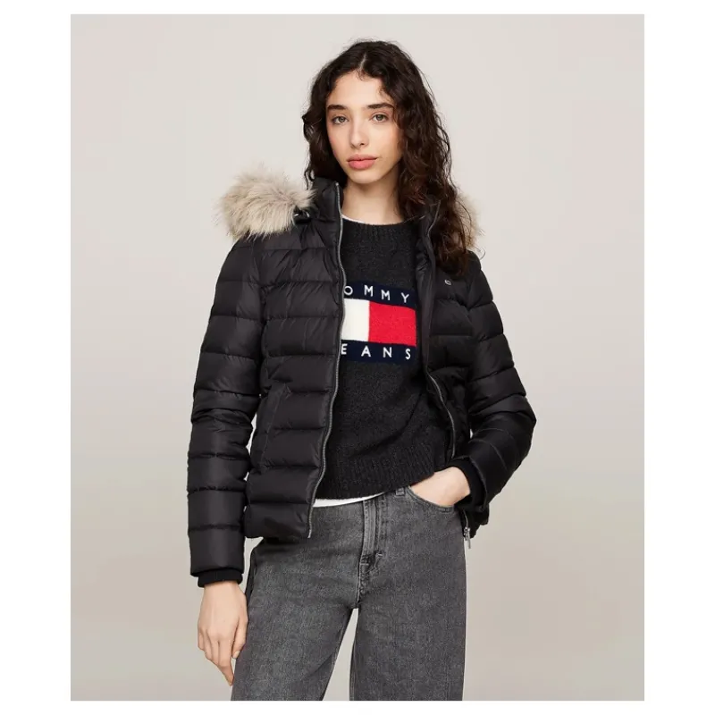 PIUMINO ADERENTE CON FINITURA SUL CAPPUCCIO TOMMY JEANS- Capi Spalla