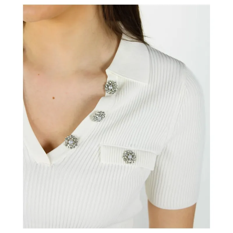 POLO IN MAGLIA CON BOTTONI GIOIELLO GUESS- Maglieria