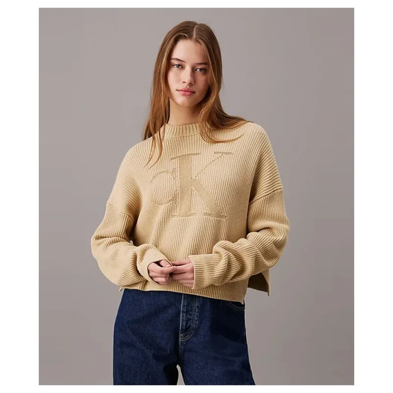 PULLOVER A COSTINE MONOGRAMMA CALVIN KLEIN JEANS- Maglieria