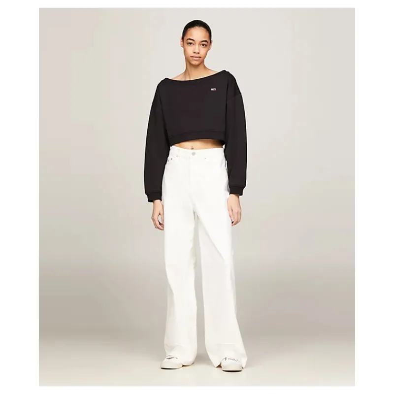 PULLOVER CROP CON SCOLLO A BARCA TOMMY JEANS- Maglieria